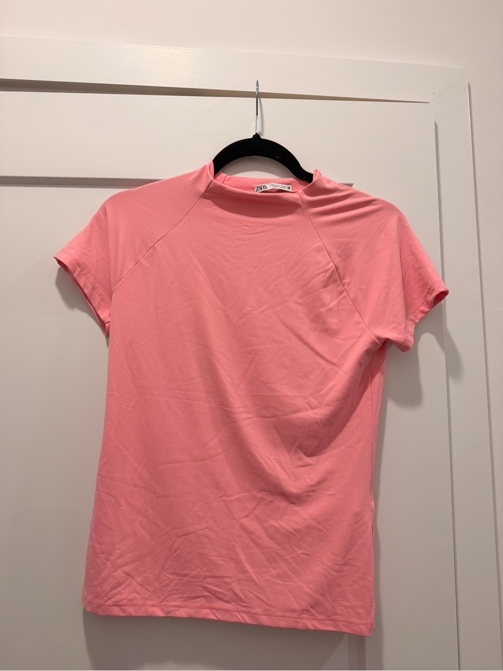 Zara Coral Pink Short Sleeve Crewneck Top